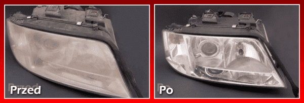 regeneracja reflektora przedniego - przed i po